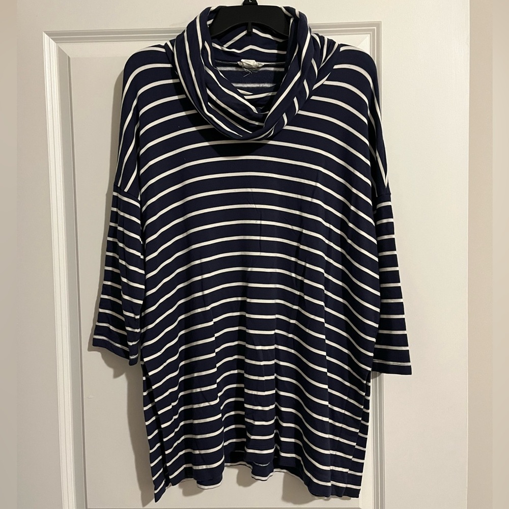 LOFT Striped Turtleneck Tunic Sweater